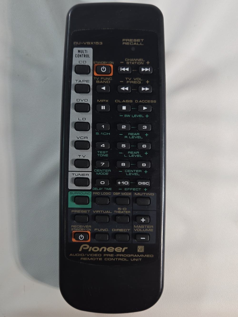 Pioneer CU-VSX153 Black AV Remote Control